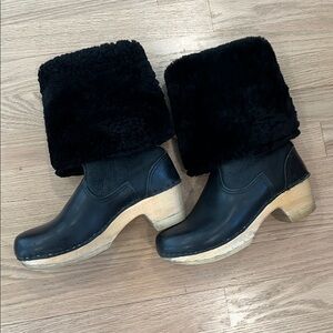 No.6 Store Black Shearling Clog Boots